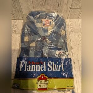 Men's Blue Plaid Flannel Shirt - Large